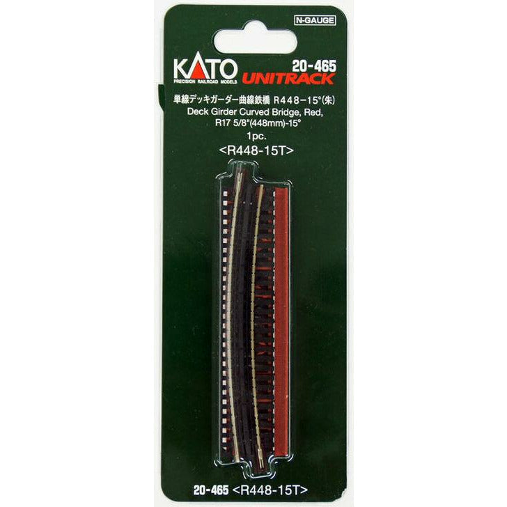 KATO N Unitrack Deck Girder Curved Bridge 448mm 15Deg Red