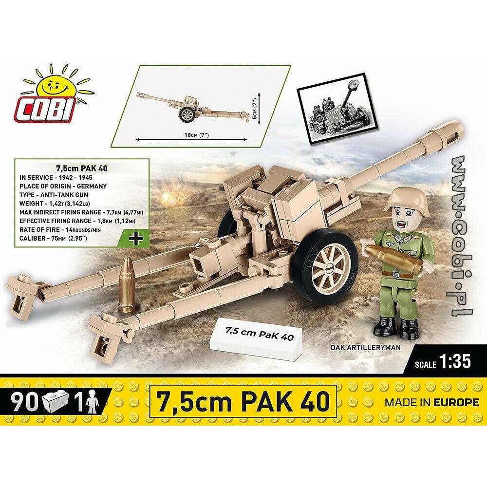 COBI World War II - 7.5cm PAK 40 (90 Pieces)