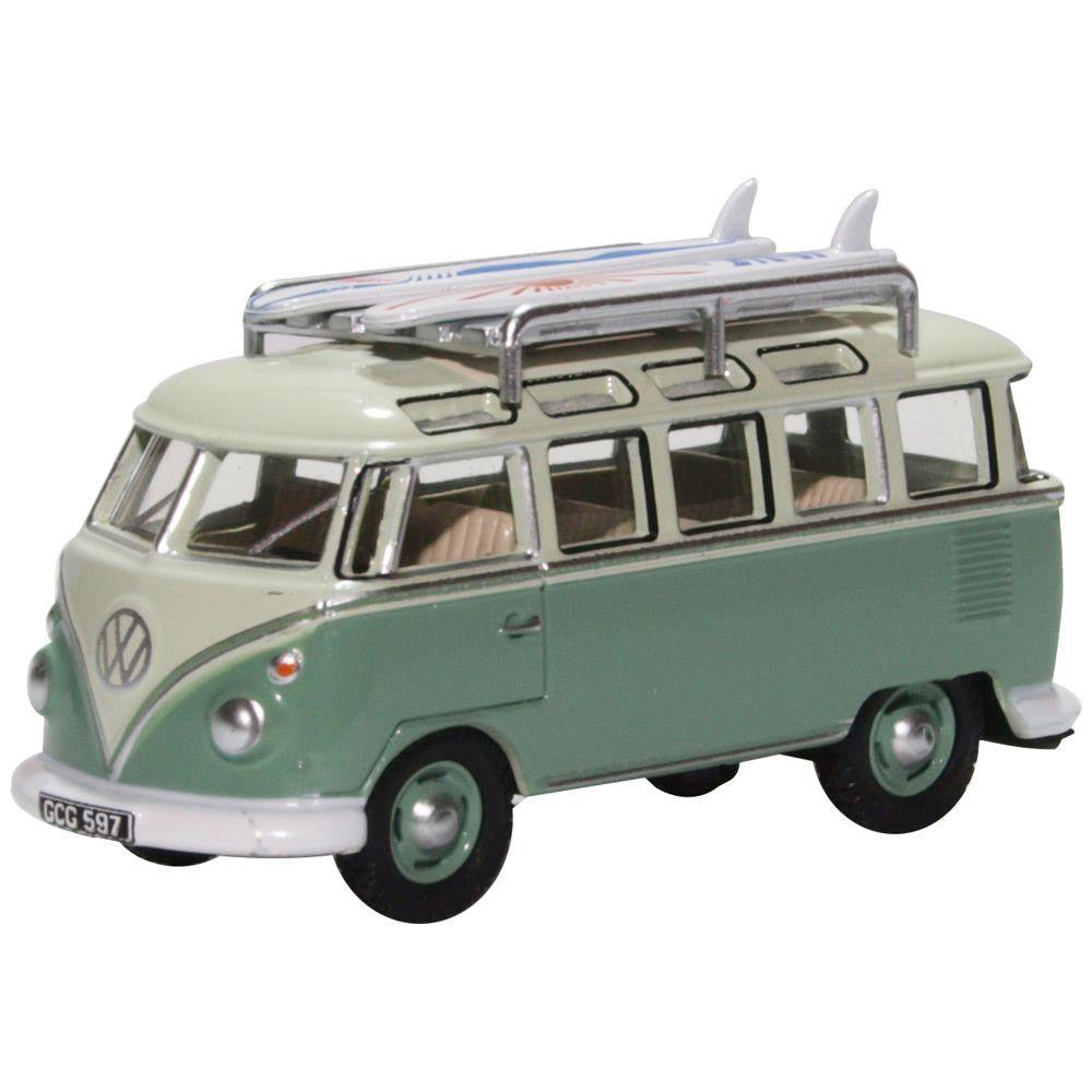 OXFORD 1/76 VW T1 Samba Bus/Surfboards Turquoise/Blue White