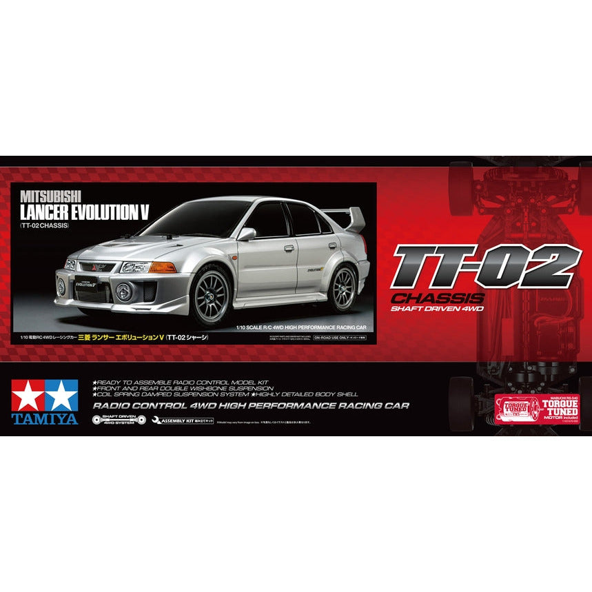 TAMIYA 1/10 R/C Mitsubishi Evo V (TT-02) (No ESC)