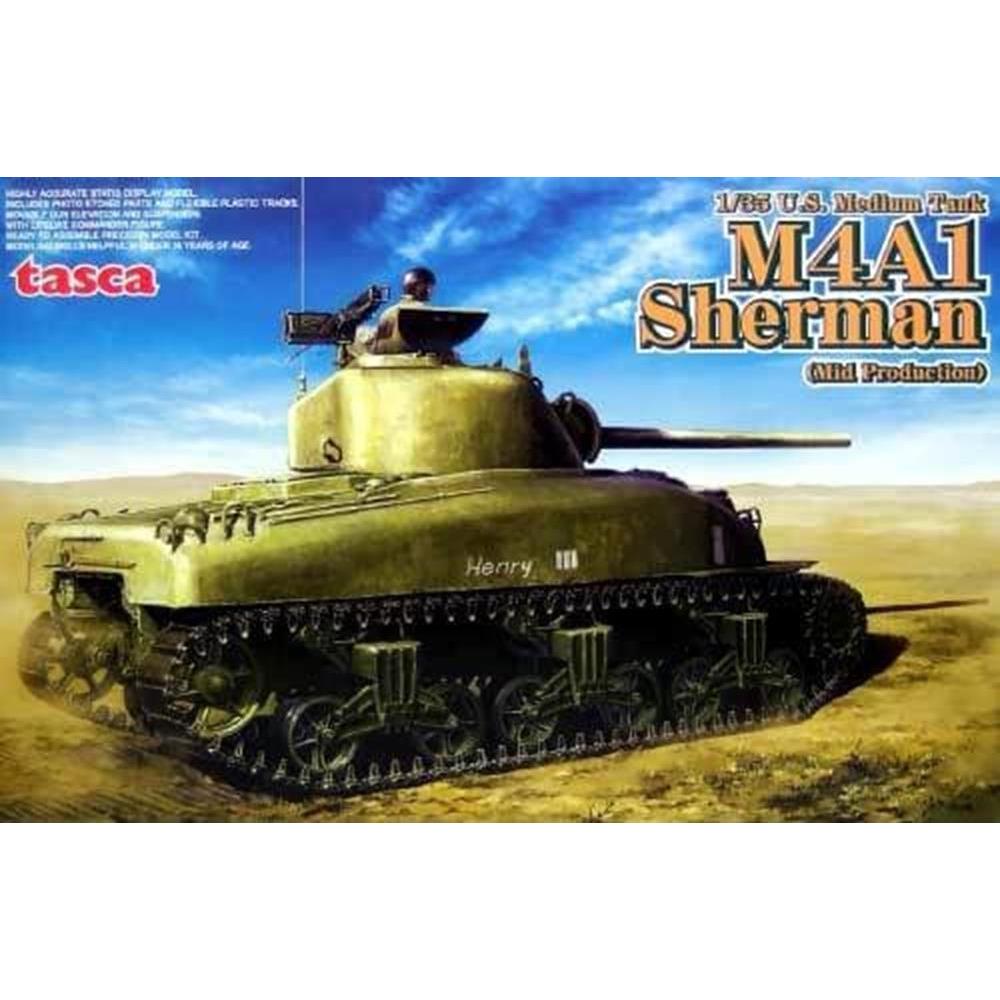 Asuka 1/35 U.S. Medium Tank M4A1 Sherman (Mid Production) Plastic Model Kit