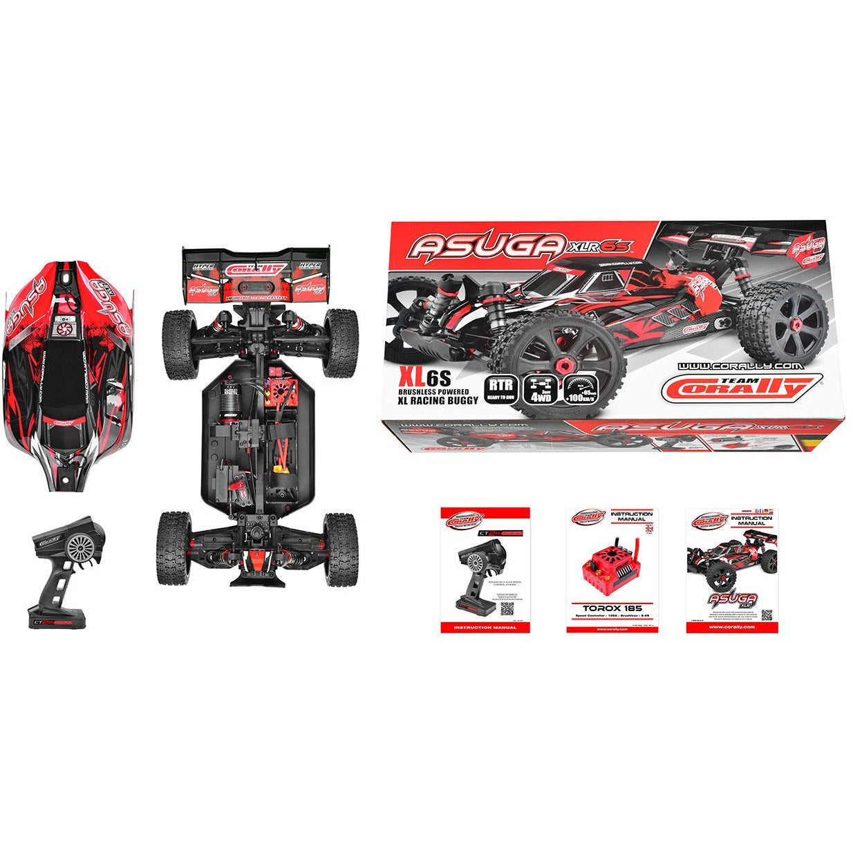 TEAM CORALLY Asuga XLR 6S - RTR - Red Brushless Power 6S - No Battery - No Charger