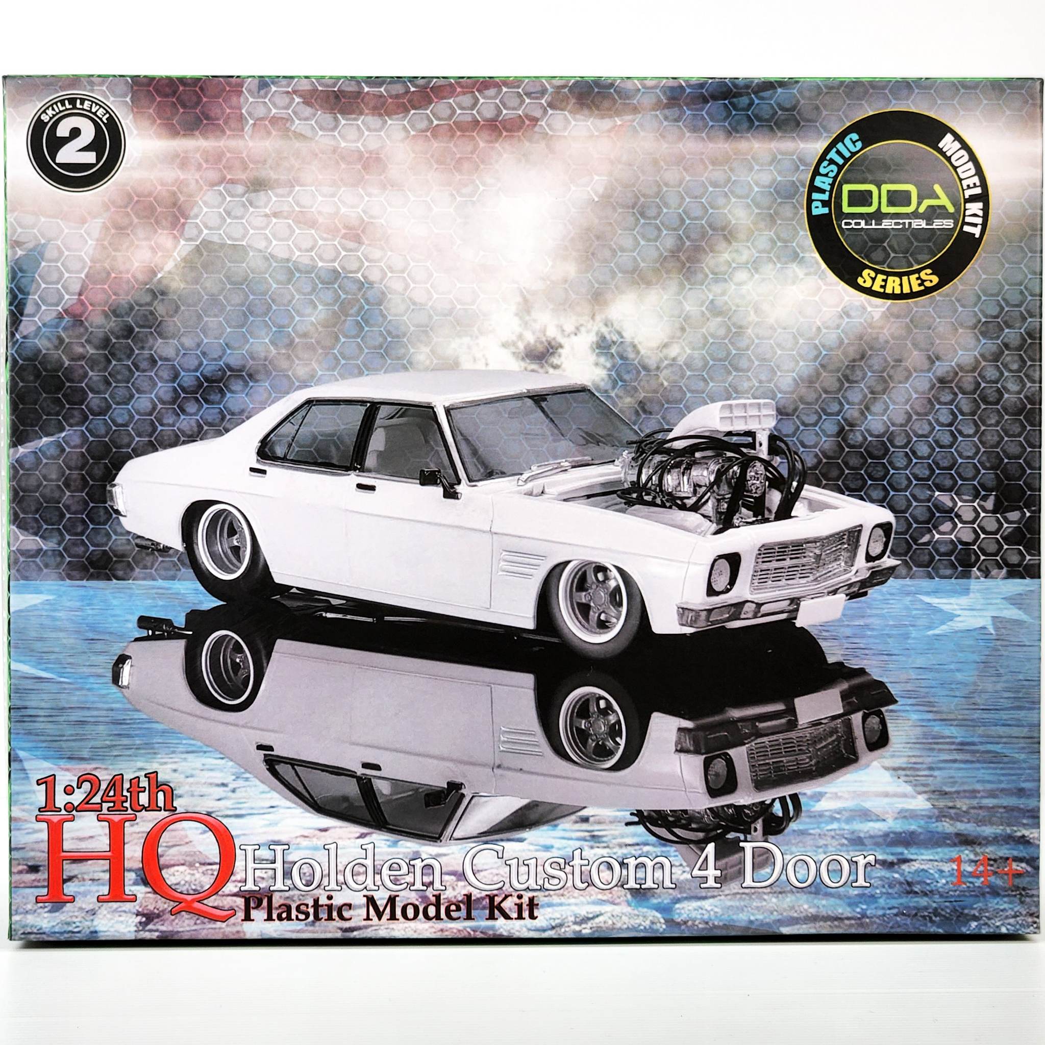 DDA COLLECTIBLES 1/24 Plastic Kit HQ Holden Slammed Blown 4 Door Sealed Body Opening Bonnet with Engine