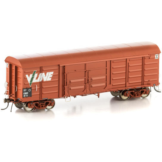 AUSCISION HO VBBX Van VR Wagon Red V/Line Logo - 4 Car Pack