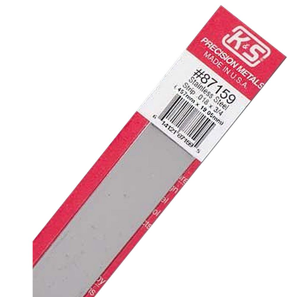 K&S Stainless Steel Strip (12in Lengths) .018 x 3/4 (1 Strip)