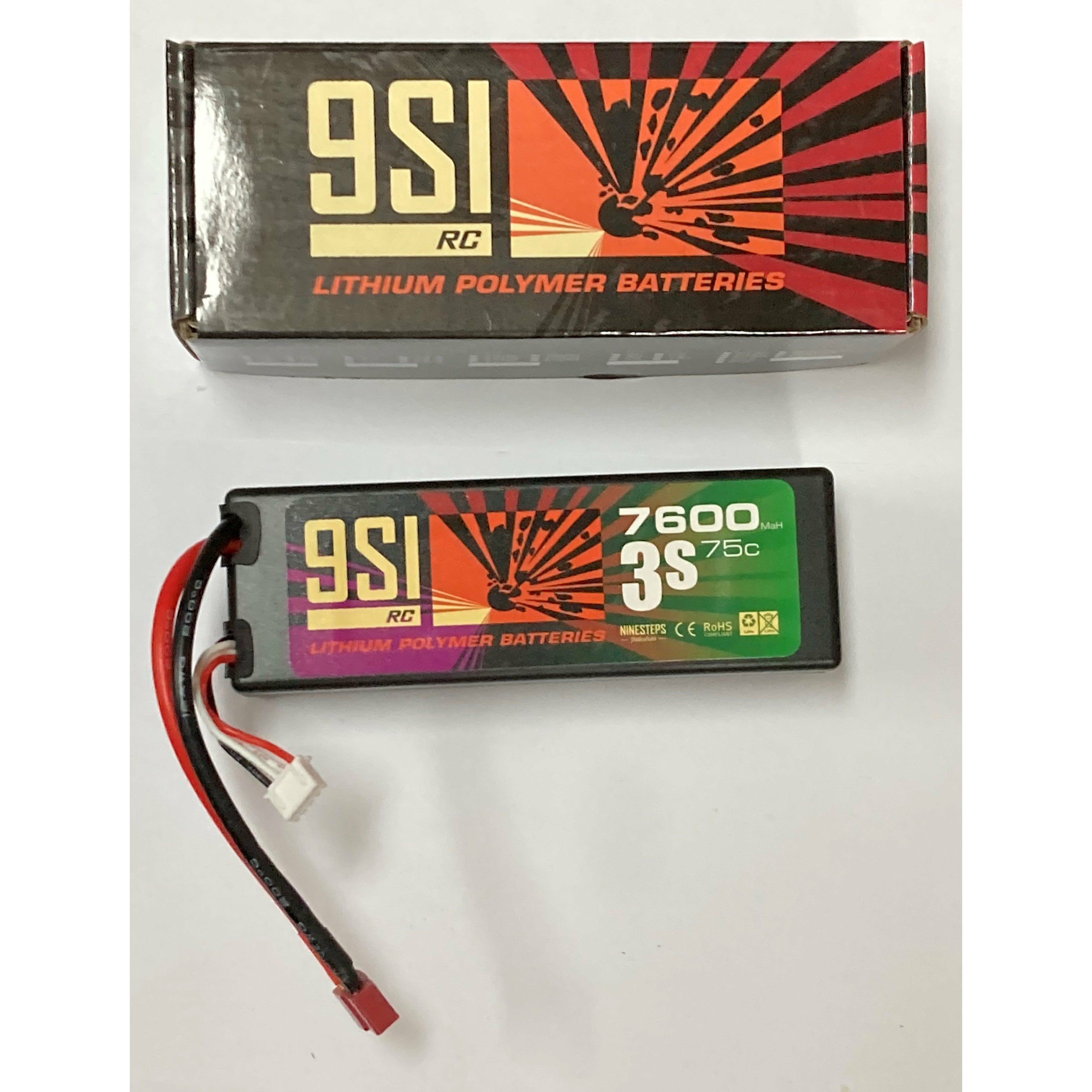 NINESTEPS 7600mAh 11.1v 75C 3 Cell LiPo Battery Hard Case (Deans Plug)