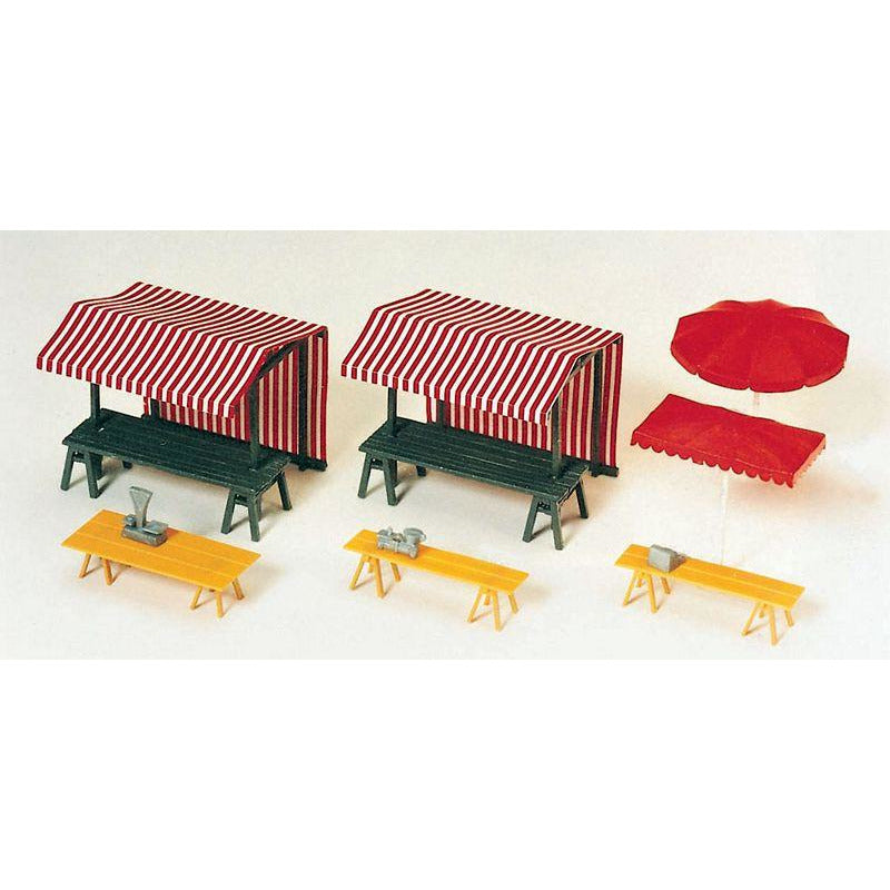 PREISER HO Market Stalls & Sunshades