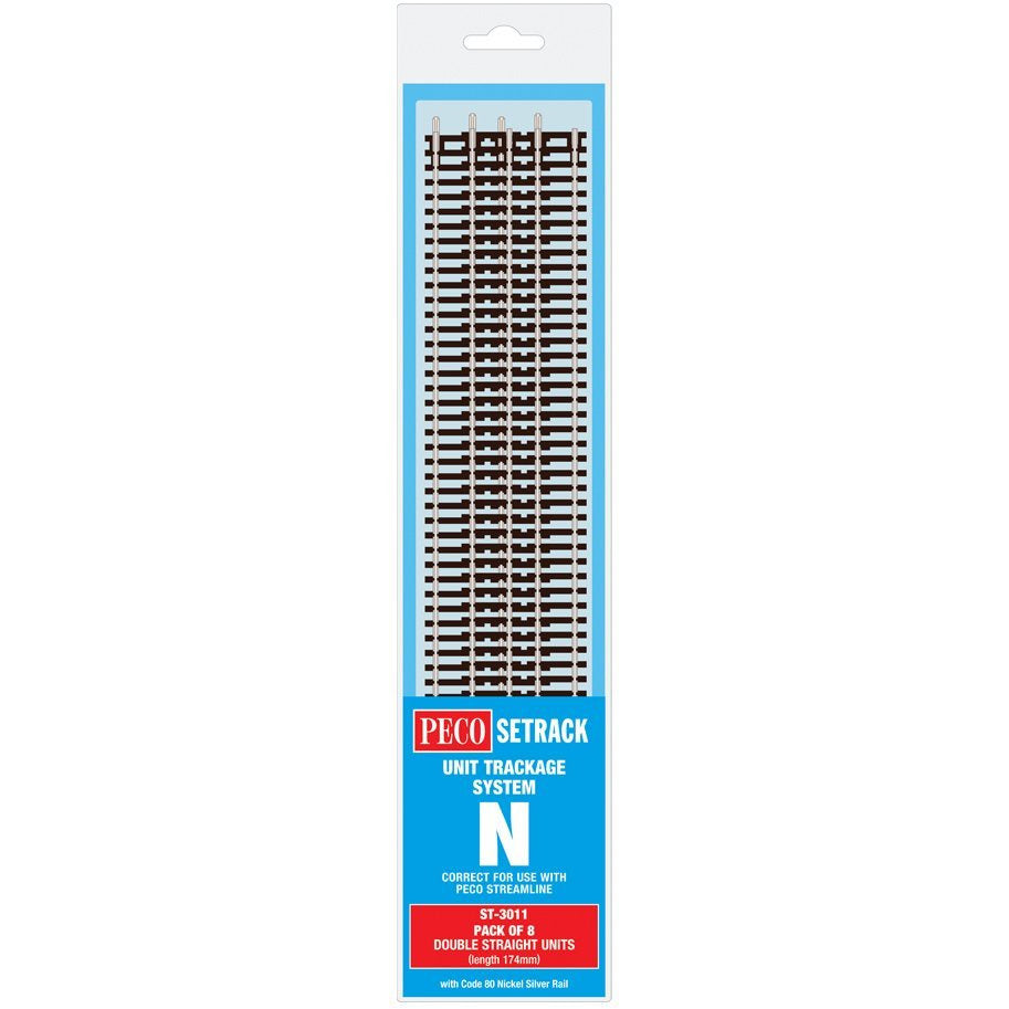 PECO N Setrack Double Straight, 174mm Long (8x ST-11) Code 80 (ST3011)