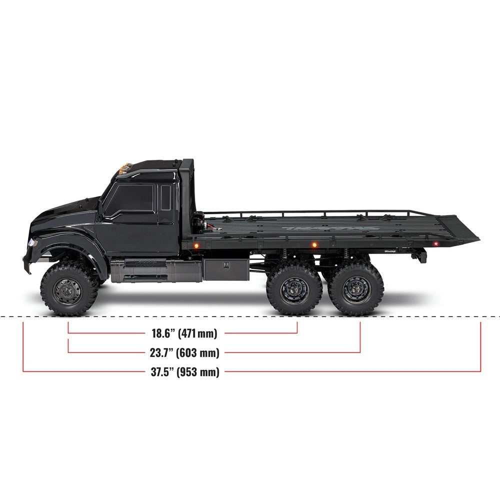 TRAXXAS TRX6 1/10 6WD Electric Flatbed Truck with Winch, Ready-To Drive Black