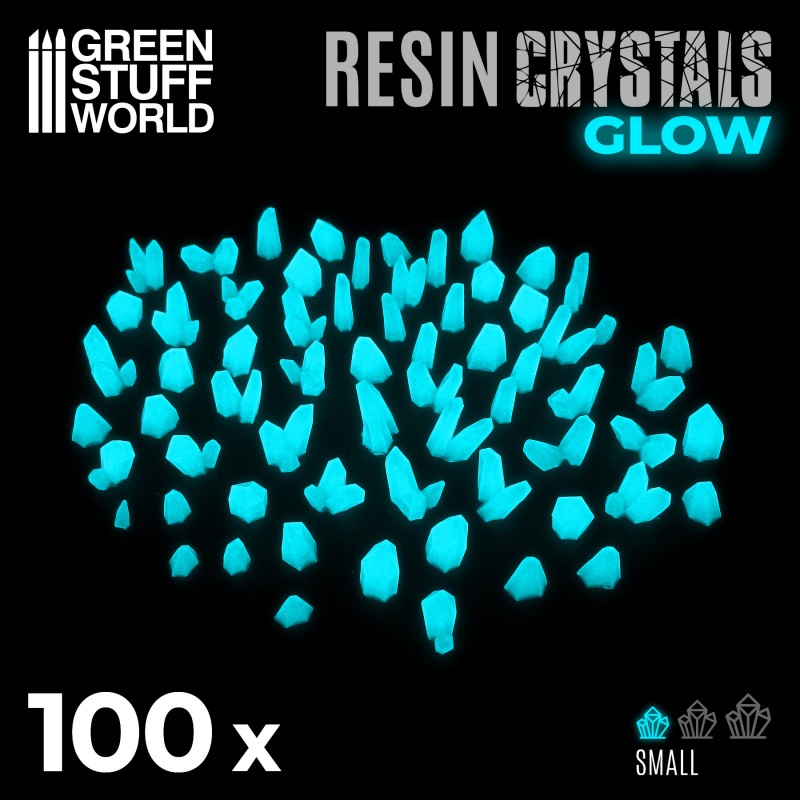 GREEN STUFF WORLD Aqua Turquoise Glow Resin Crystals - Smal