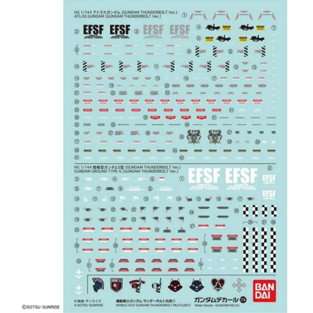 BANDAI Decal No. 114 Mobile Suit Gundam Thunderbolt Mult