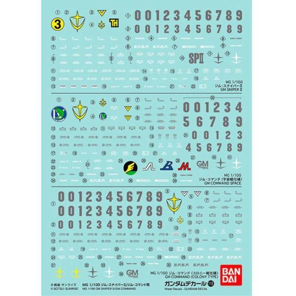 BANDAI Decal 118 1/100 MG GM Sniper II/GM Command (G