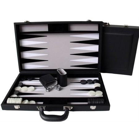 DAL ROSSI Black Backgammon 15" PU Leather