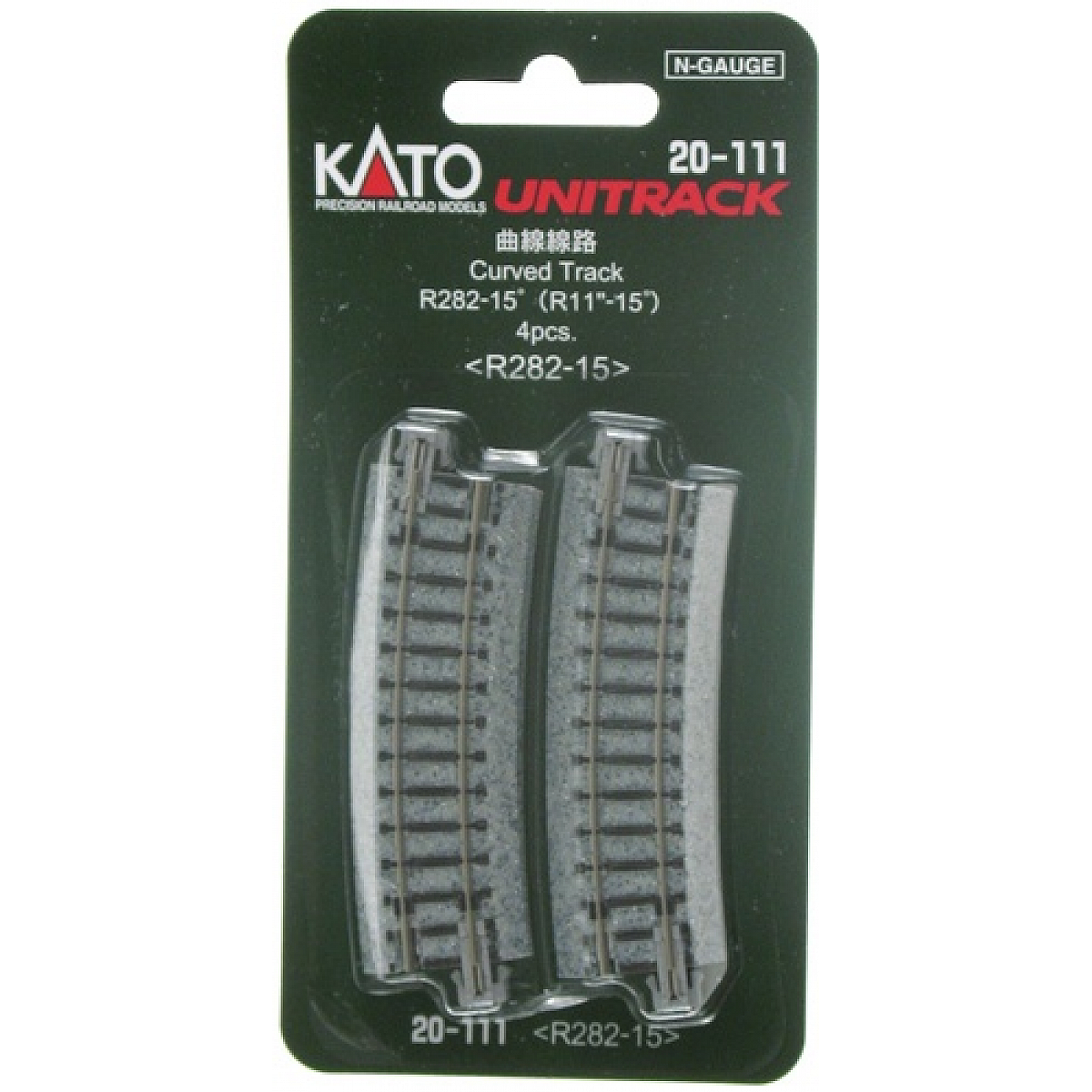 KATO N Unitrack Curved Track R282-15Deg (4 Pack)