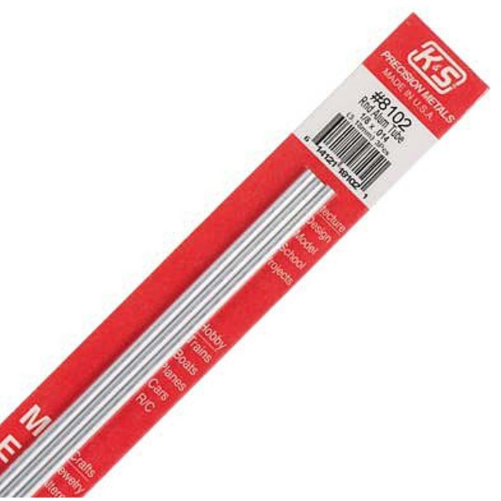 K&S Aluminium Tube 1/8in x .014 Wall - (3 Tubes per Card)