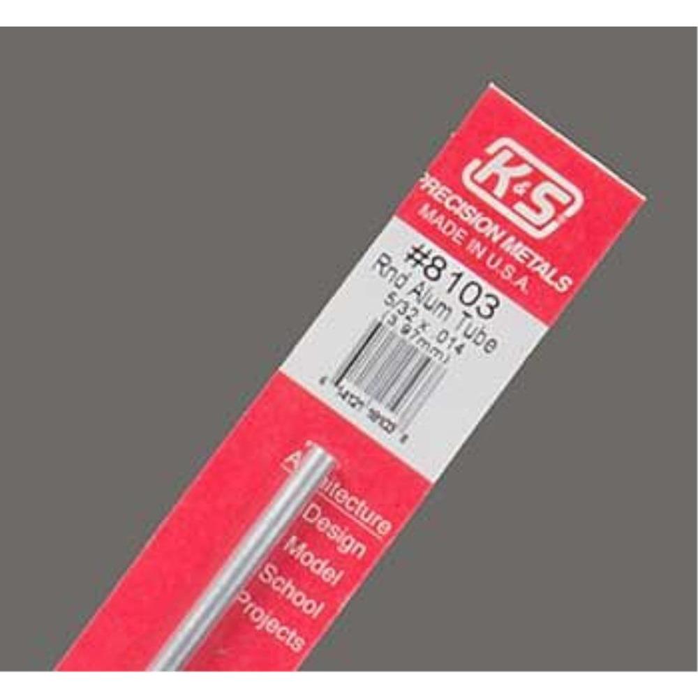 K&S Aluminium Tube 5/32in x .014 Wall - (1 Tube per Card)