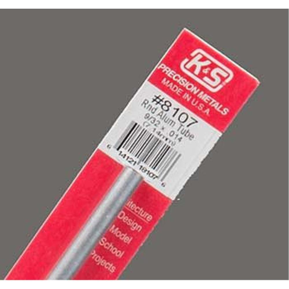 K&S Aluminium Tube 9/32in x .014 Wall - (1 Tube per Card)