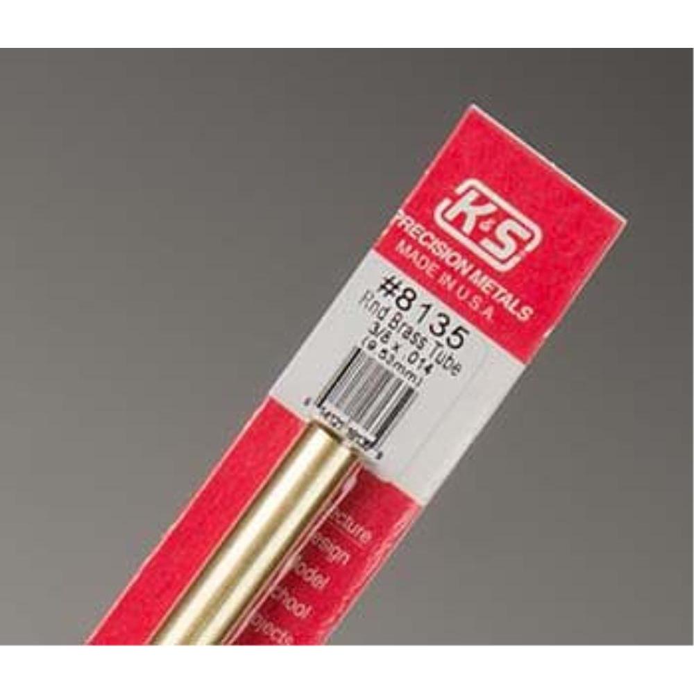 K&S Brass Tube 3/8in x .014 Wall (1 Tube per Card)