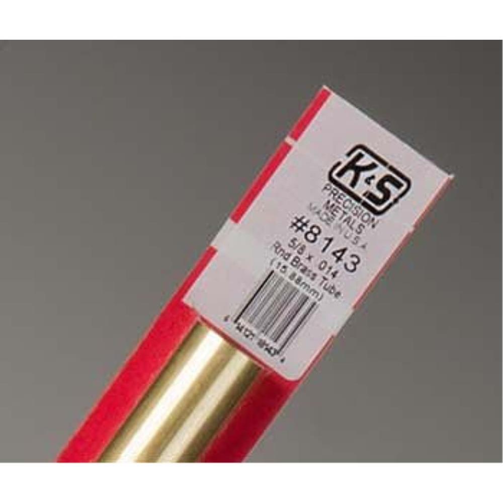 K&S Brass Tube 5/8in x .014 Wall - (1 Tube per Card)