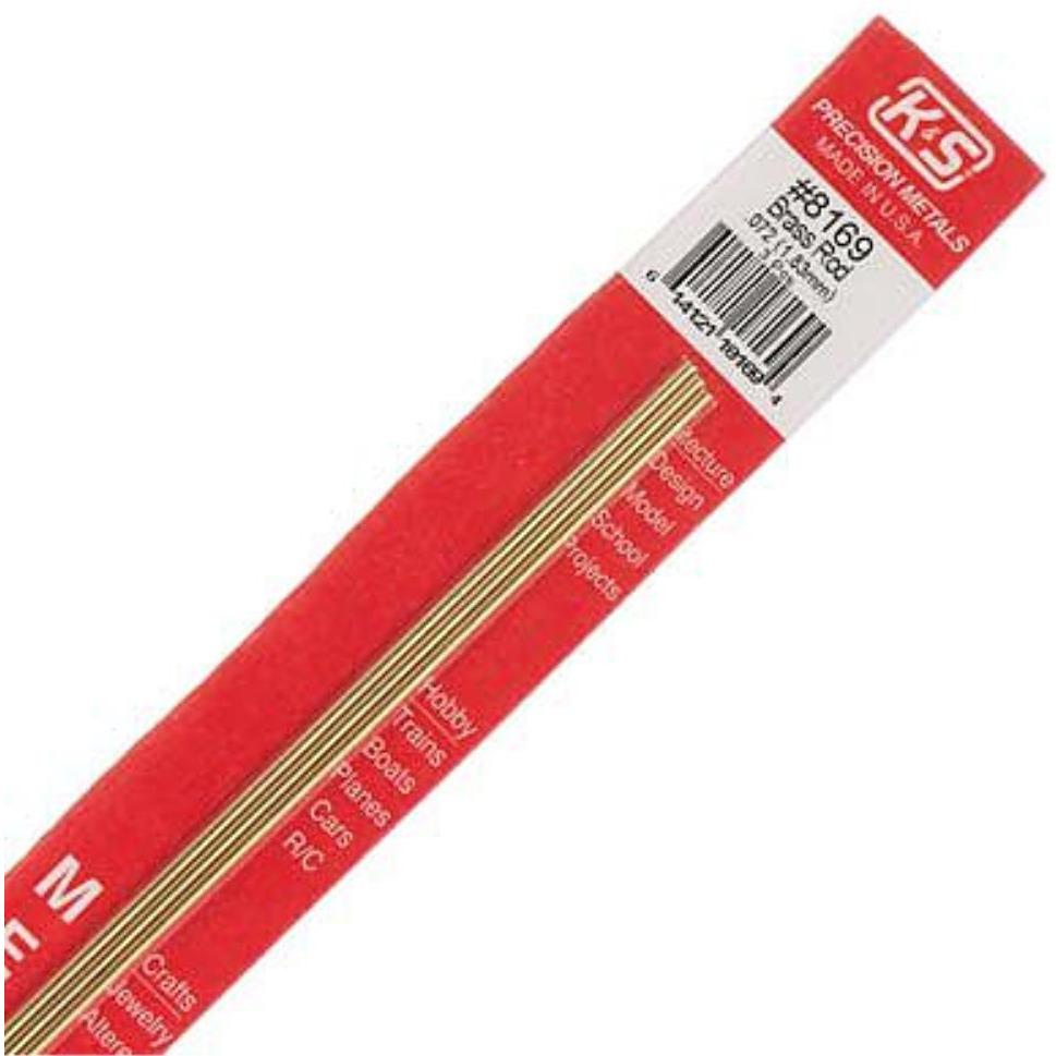 K&S Brass Rod 0.072in - (3 Rods per Card)