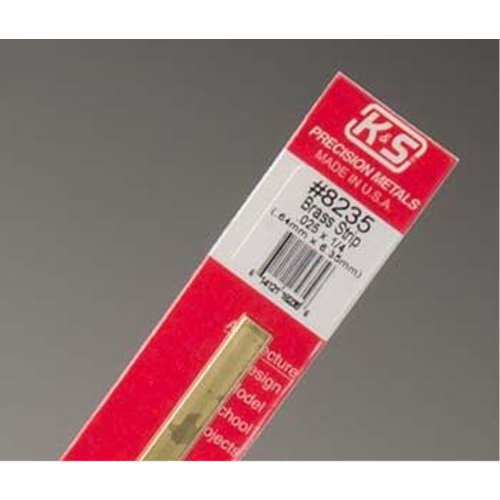 K&S Brass Strips .025 x 1/4in - (1 Strip per Card)