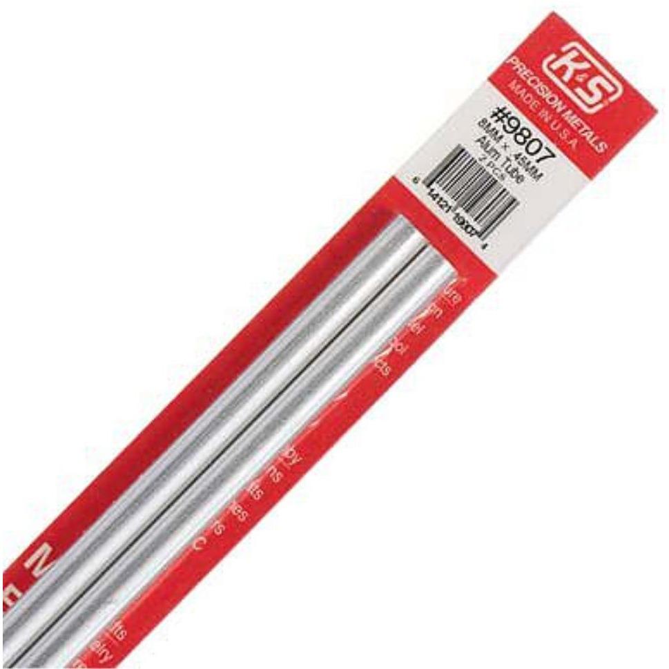 K&S Aluminium Tube 8mm OD x .45mm Wall (2 Pieces)