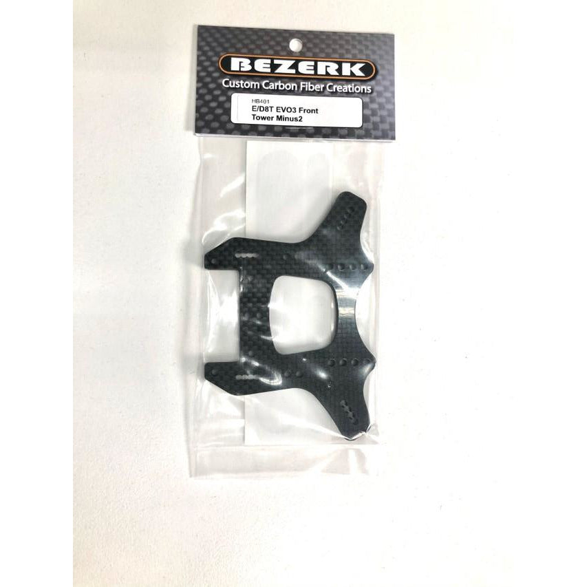 BEZERK Carbon Fibre E8T and D8T Evo3  Front Shock Tower -2mm