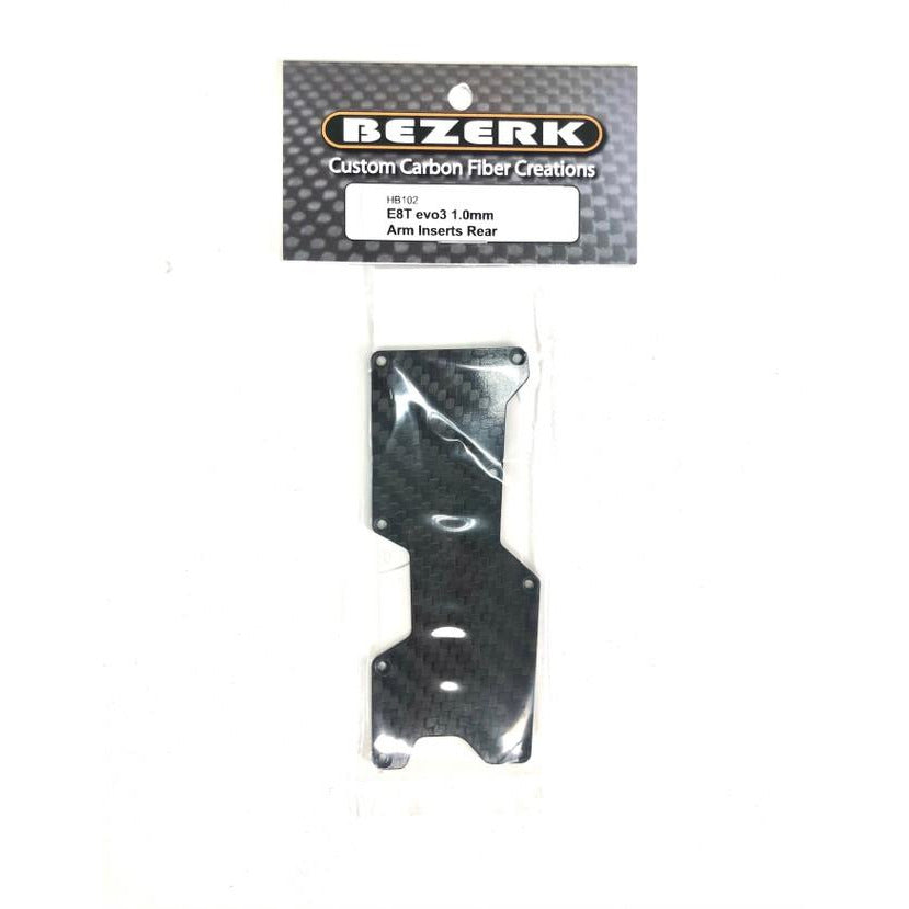 BEZERK Carbon Fibre E8T and D8T evo3 1.0mm Arm Inserts Rear