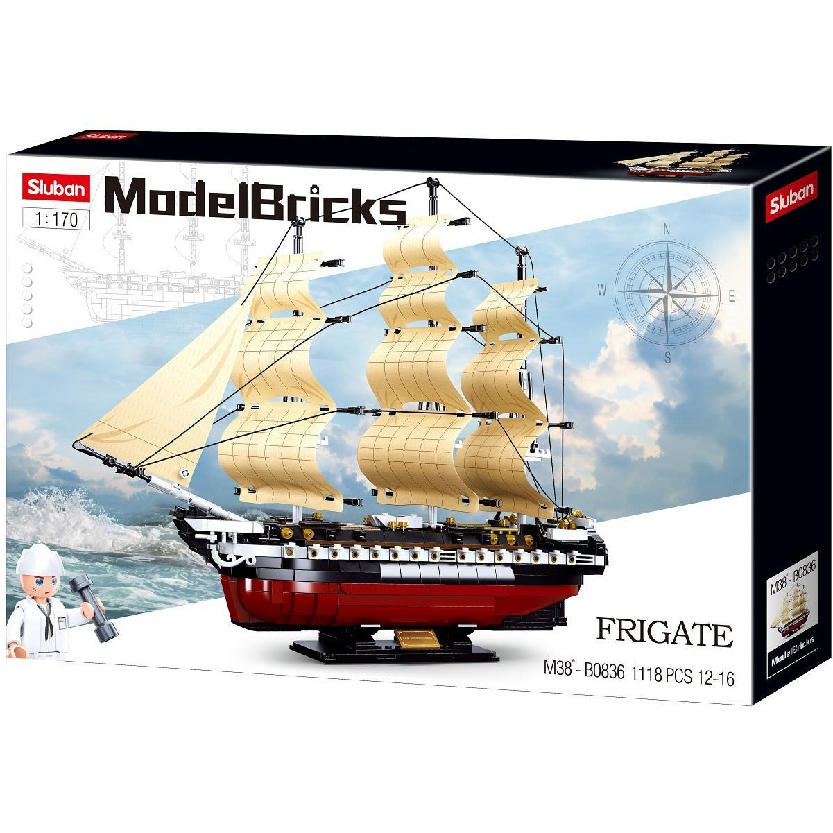 SLUBAN Model Bricks USS Constitution IX-21 Frigate 1/170 Scale