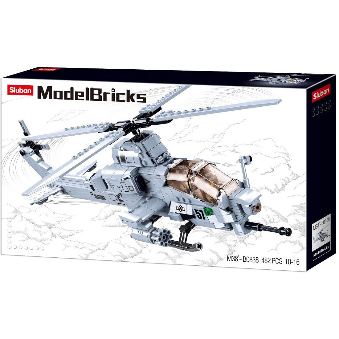 SLUBAN Model Bricks AH-12 Attack Helicopter 482pcs