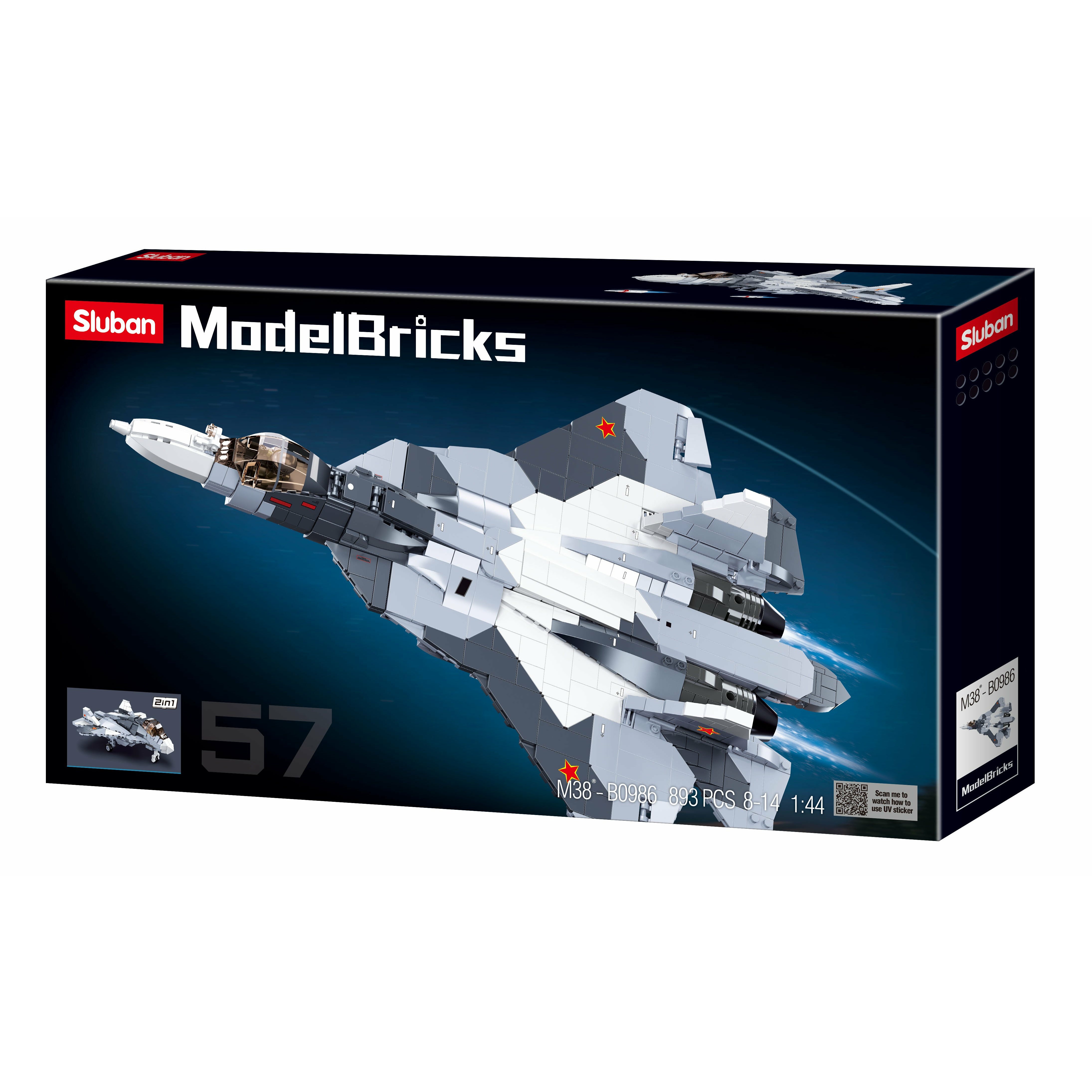 SLUBAN Model Bricks SU-57 Fighter 2 in 1 893pcs