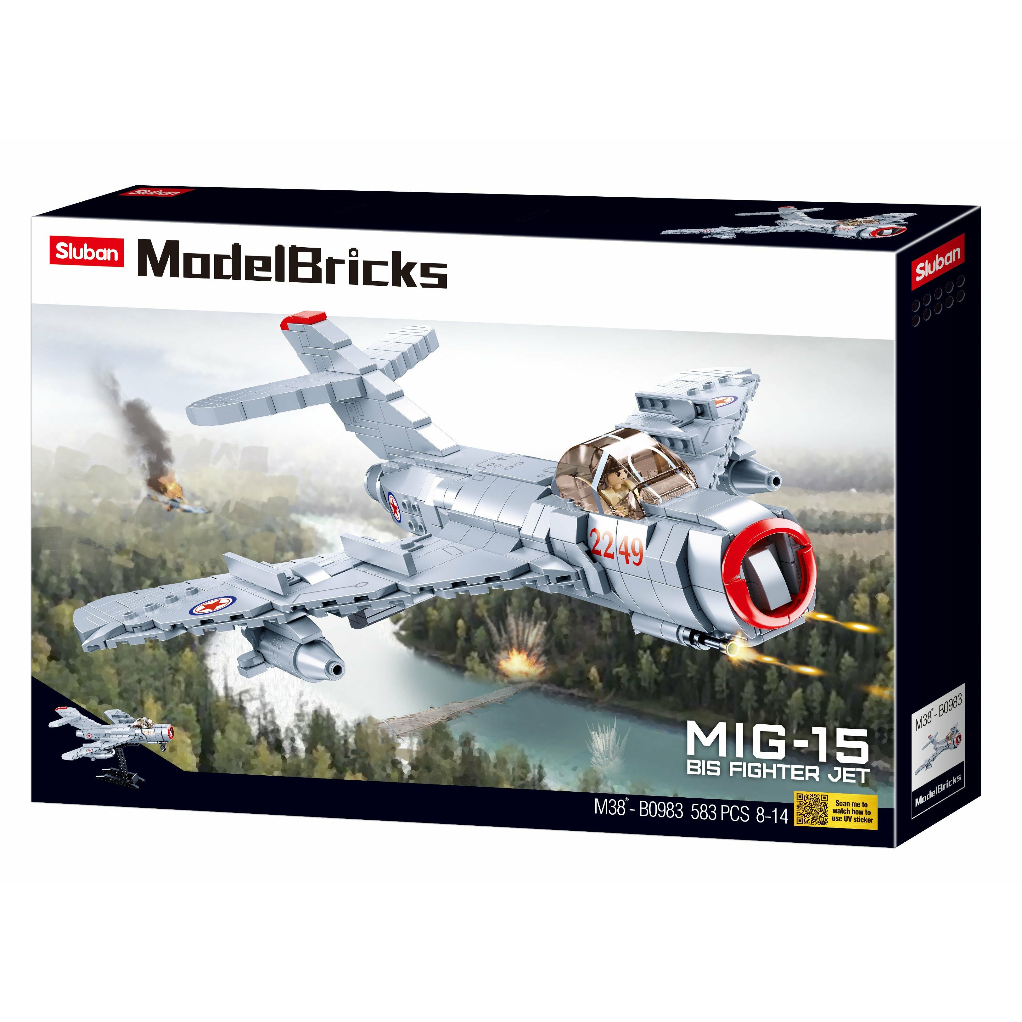 SLUBAN Model Bricks MiG-15 BIS Fighter Jet 583pcs