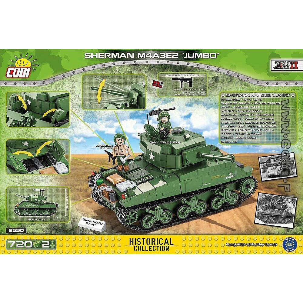 COBI World War II - Sherman M4A3E2 "Jumbo" Tank (720 Pieces